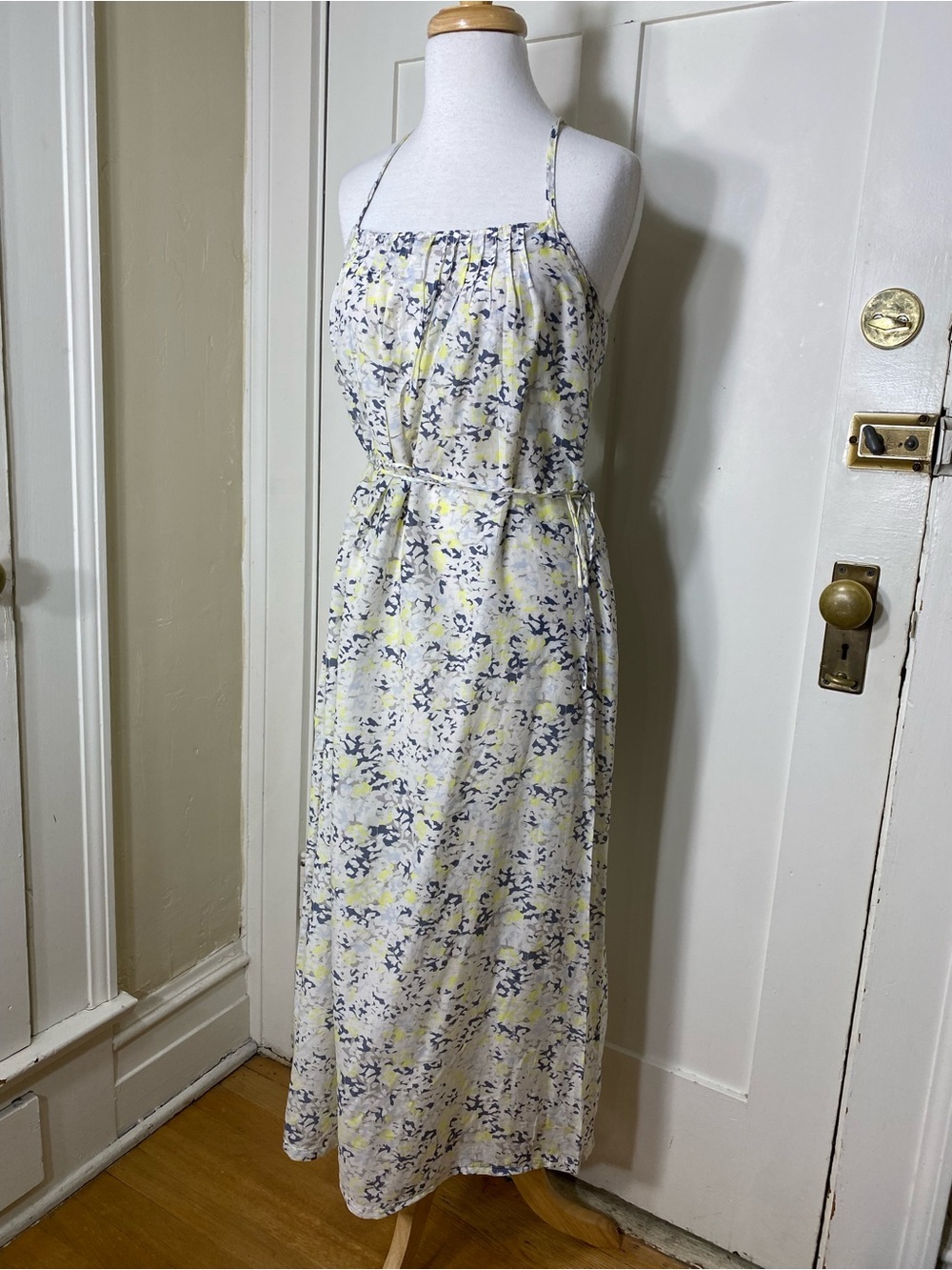 GapBody Floral Maxi Lightweight Strappy Belted Nightgown Cotton Silk Blend XS